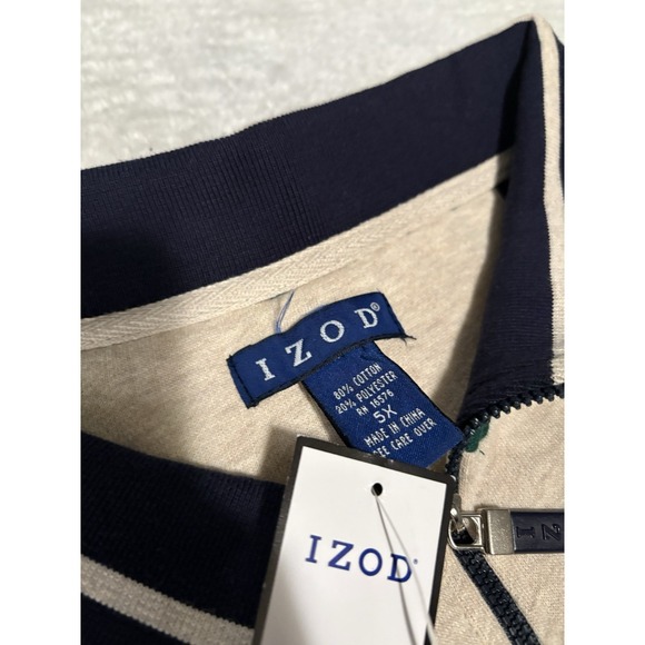 New Izod Mens Colorblock 1/4 Zip Sweatshirt Size 5X Midnight - Picture 4 of 8